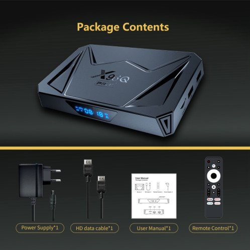Décodeur Internet X96Q Pro+ Cortex-A55 Android 14 Octa-core CPU 4K HD, RAM : 4 Go + 32 Go () SH802A816-011